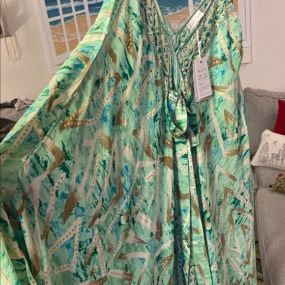 Chic Geometric Maxi Dress with Bow Detail - Picture 5 of 8